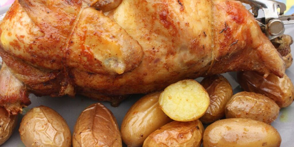 poulet à la broche et pomme de terre